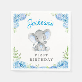 Guardanapo De Papel Menino Elefante 1º 2º Aniversário Pequeno Amendoim
