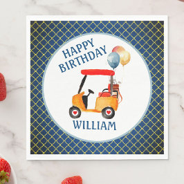 Guardanapo De Papel Menino Golfe Tema Azul Amarelo Vermelho Personaliz