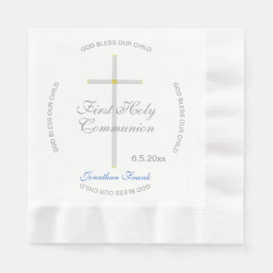 Guardanapo De Papel Menino Primeiro Sagrado Nome Azul Cruz