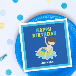 Guardanapo De Papel Meninos Nadando Festas de Piscina Crianças Azul An
