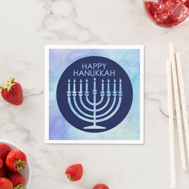 Guardanapo De Papel Menorá de aquarela Hanukkah   (Insitu)