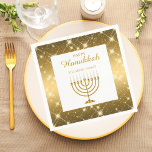 Guardanapo De Papel Menorah Judia Moderna e Dourada e Branca Hanukkah<br><div class="desc">Menorah judia e Dourada moderna e branca Hanukkah Napkins</div>