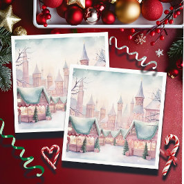 Guardanapo De Papel Mercado de Natal "Mint" e "Cozy" cor-de-rosa - Cen