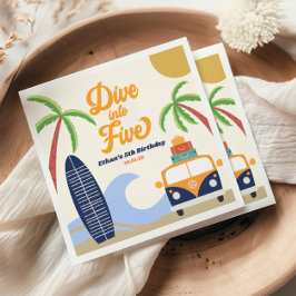 Guardanapo De Papel Mergulhe Na Festa de aniversário 5 Azul De Cinco S