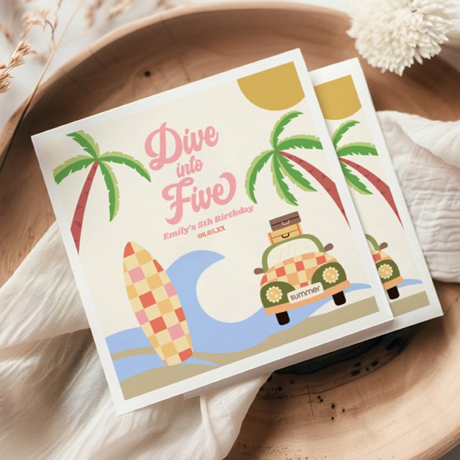 Guardanapo De Papel Mergulhe Na Festa de aniversário De 5 Rosa De Cinc (Criador carregado)