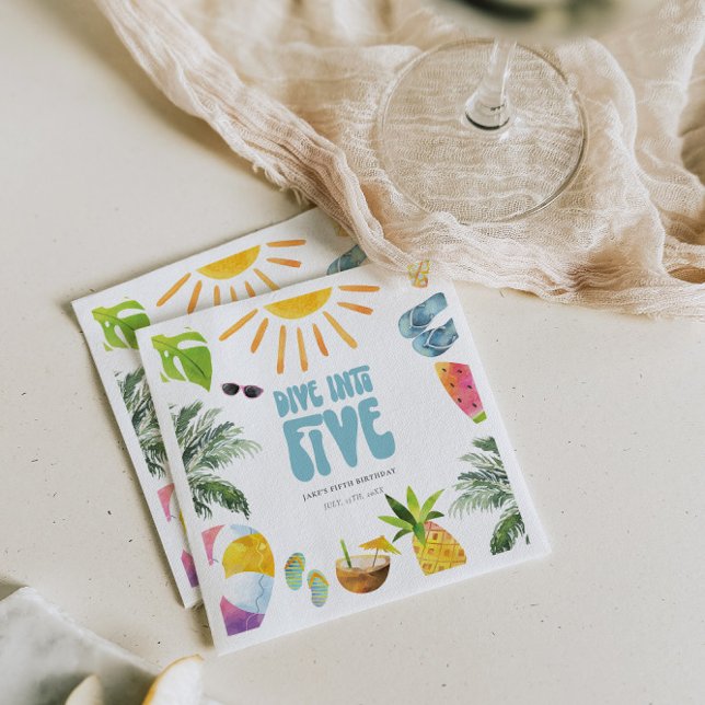 Guardanapo De Papel Mergulhe na Festa de aniversário de cinco Piscinas (Criador carregado)