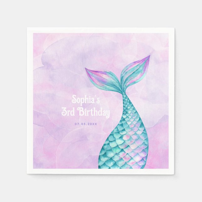 Guardanapo De Papel Mermaid Birthday (Frente)