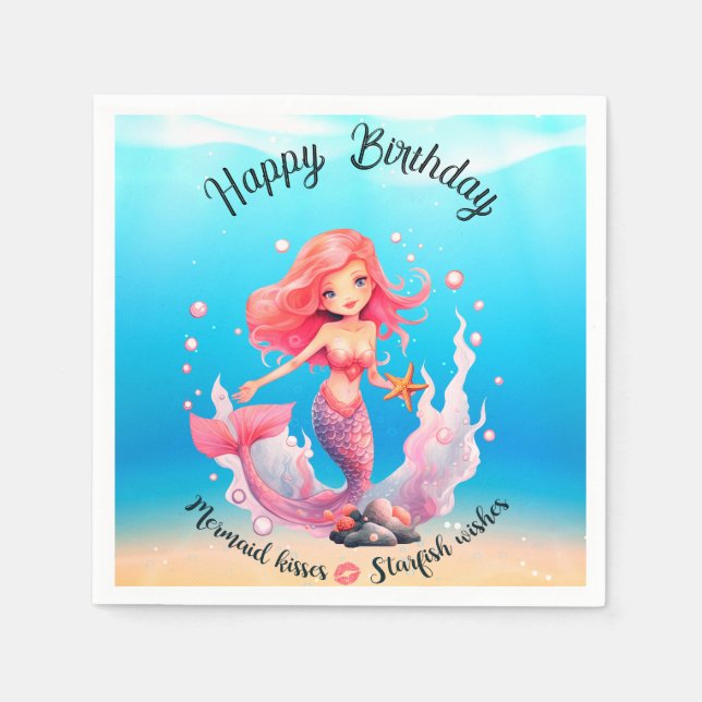 Guardanapo De Papel Mermaid Birthday (Frente)