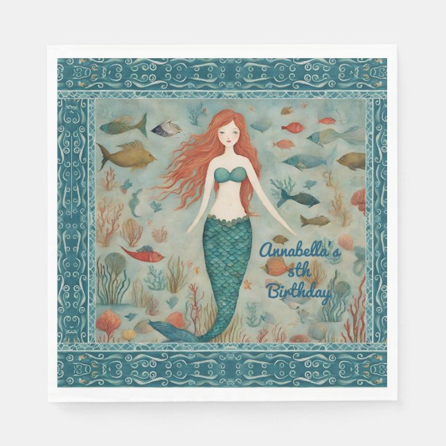 Guardanapo De Papel Mermaid Birthday (Frente)