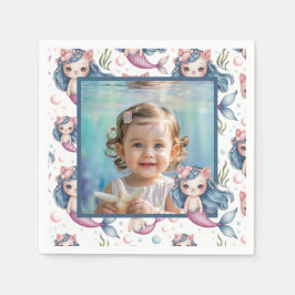 Guardanapo De Papel Mermaid Birthday Photo Personalized