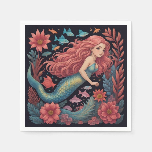Guardanapo De Papel Mermaid Dark Ocean (Frente)