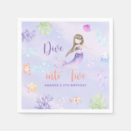 Guardanapo De Papel Mermaid Girl Mergulha Em Cinco 5