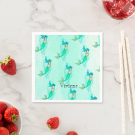 Guardanapo De Papel Mermaid Green Sereid Tail Girly