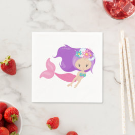 Guardanapo De Papel Mermaid Party Purple Napkins