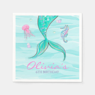 Guardanapo De Papel Mermaid Tail Sob O Aniversário Do Mar