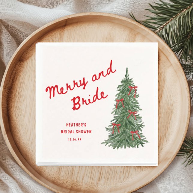 Guardanapo De Papel Merry and Bride Whimsical Holiday Bridal Shower (Criador carregado)
