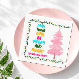 Guardanapo De Papel Merry Bright Pink Christmas Tree Custom Party