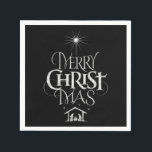 Guardanapo De Papel Merry CHRISTmas Christian Chalkboard Calliografia<br><div class="desc">Feliz NatalMas Caligrafia Religiosa do Quadro de Chantagens Dizemos "Feliz Natal" o tempo todo, mas muitas vezes esquecemos a origem das palavras. Esta arte apresenta uma letra de mão original que no seu design único conta a história do Natal, de forma simples e elegante, na aparência do quadro. Mostre seu...</div>