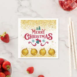 Guardanapo De Papel Merry Christmas Holiday Party Glitter