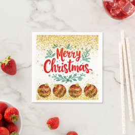 Guardanapo De Papel Merry Christmas Holiday Party Glitter