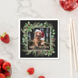 Guardanapo De Papel Merry Christmas Pet Photo Wreath