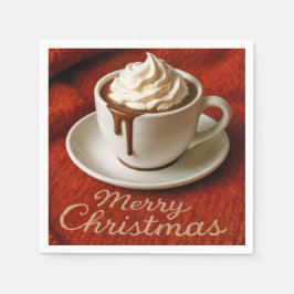 Guardanapo De Papel Merry Christmas Text With Hot Chocolate Drink