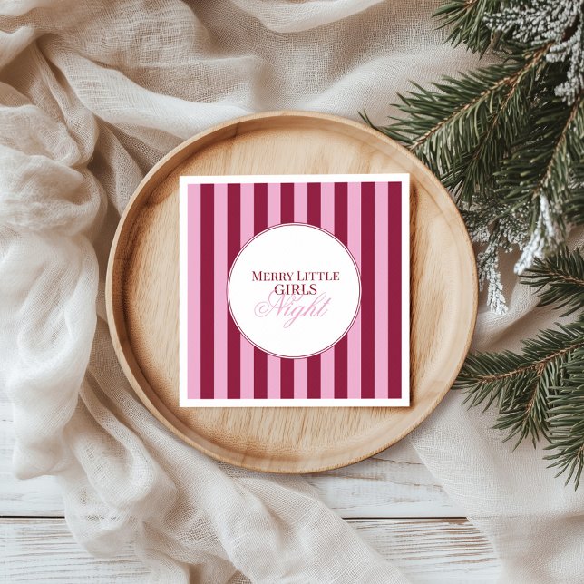Guardanapo De Papel Merry little red stripe Christmas Party Napkin (Criador carregado)