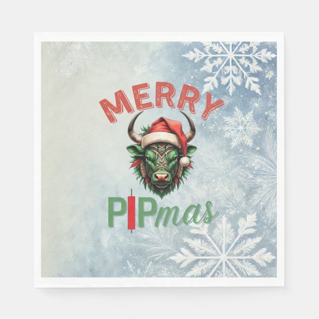 Guardanapo De Papel Merry PIPmas Trading Bull Christmas Design – Funny (Frente)