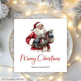 Guardanapo De Papel Merry Santa Claus Custom Editable Christmas Napkin