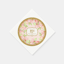 Guardanapo De Papel Mesa chá de panela Decor Watercolor Rose Bouquet