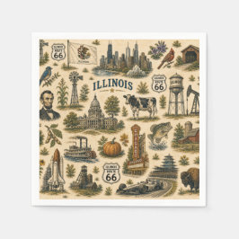 Guardanapo De Papel Mesa da Rota 66 de Illinois Skyline