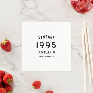 Guardanapo De Papel mesa de aniversário retrô vintage preto e branco
