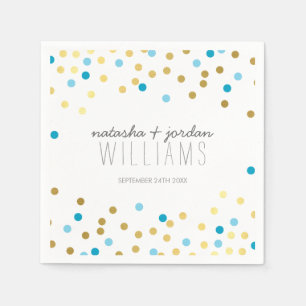 Guardanapo De Papel Mesa DE COR pontos de confete giros de ouro azul