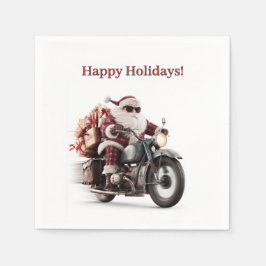 Guardanapo De Papel Mesa de Natal divertida do Papai Noel de moto