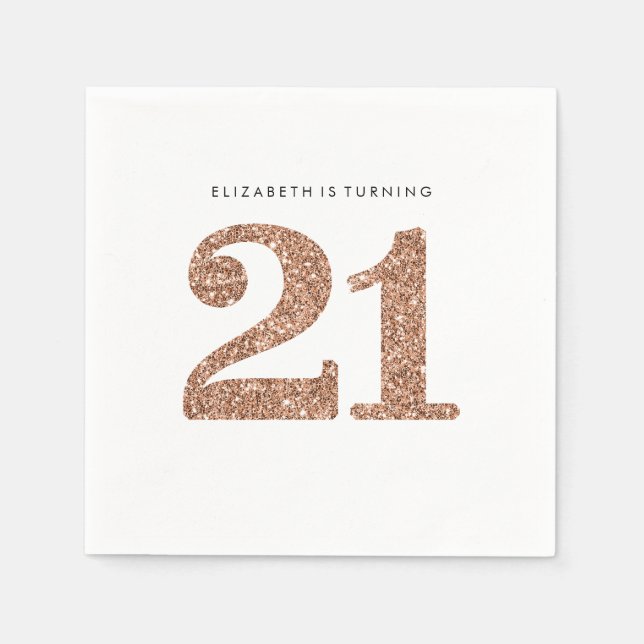 Guardanapo De Papel MESA DE PARTIDO GRANDE IDADE 21 Glitter de ouro ro (Frente)