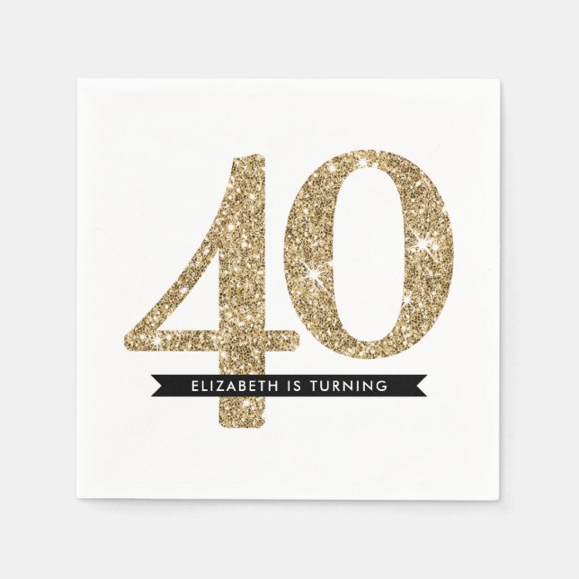 Guardanapo De Papel MESA DE PARTIDO GRANDE IDADE, brilho de ouro moder (Frente)
