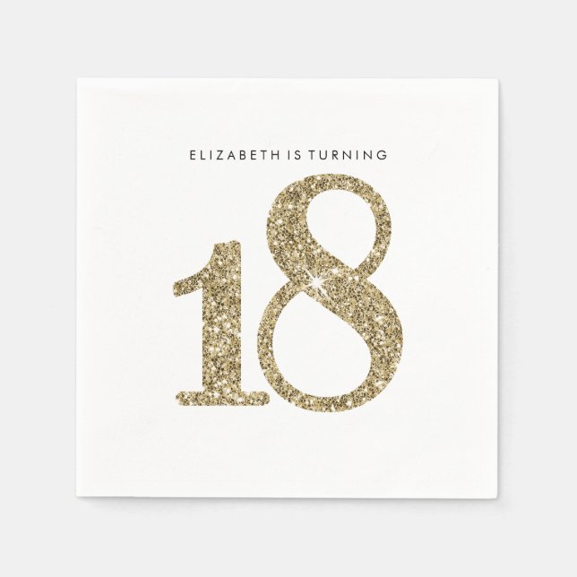 Guardanapo De Papel MESA GRANDE IDADE  18 brilho dourado moderno (Frente)