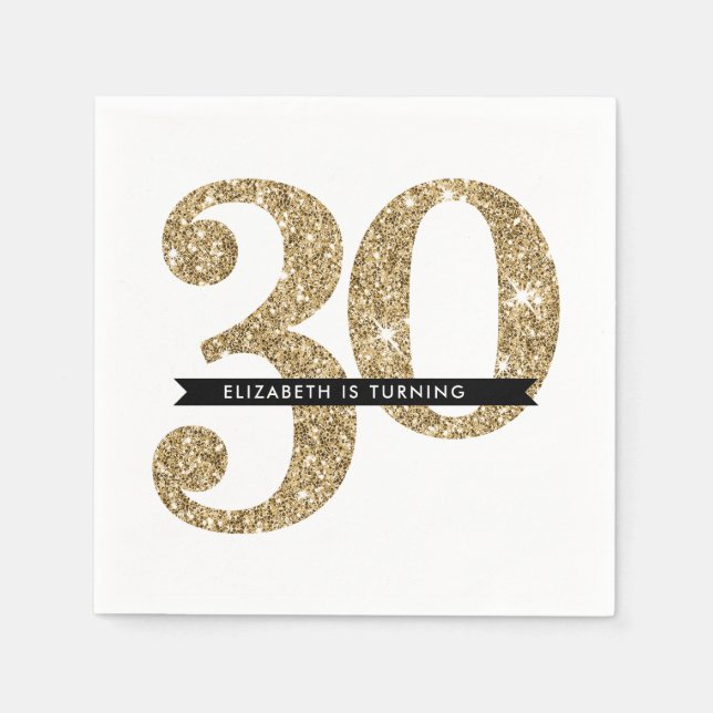 Guardanapo De Papel MESA GRANDE IDADE FAIXA 30 - brilho dourado modern (Frente)