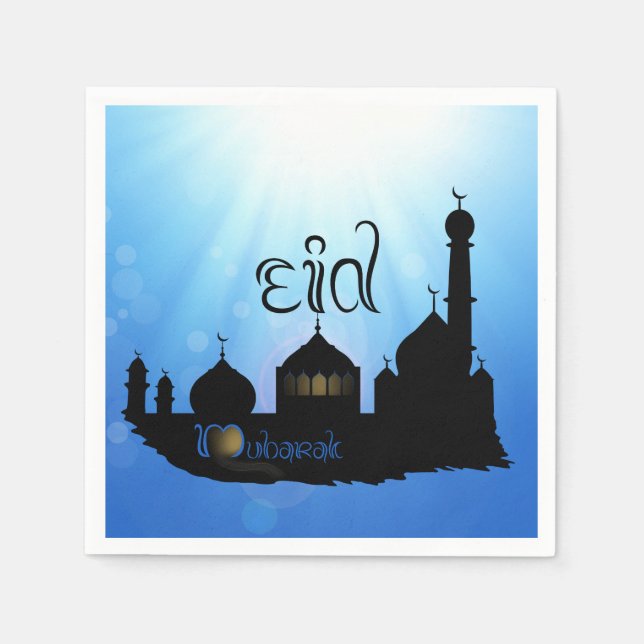 Guardanapo De Papel Mesquita Eid Mubarak com Tipografia (Frente)