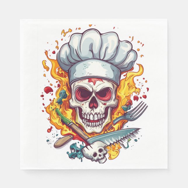 Guardanapo De Papel Mestre de Cozinha do Chef Caveira (Frente)