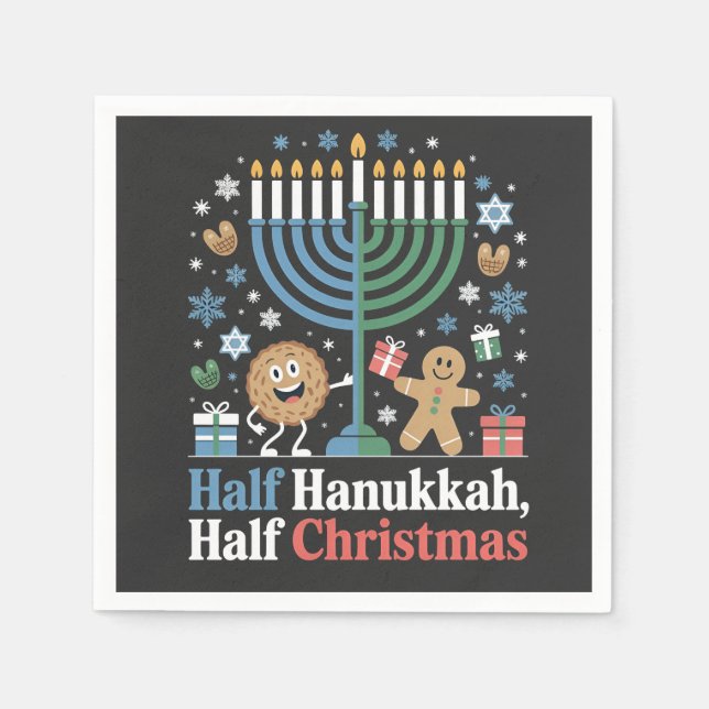 Guardanapo De Papel Metade Hanukkah Metade Natal Divertido Christmukka (Frente)
