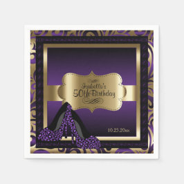 Guardanapo De Papel Metálico roxo e Dourado - 50º aniversário | DIGITA