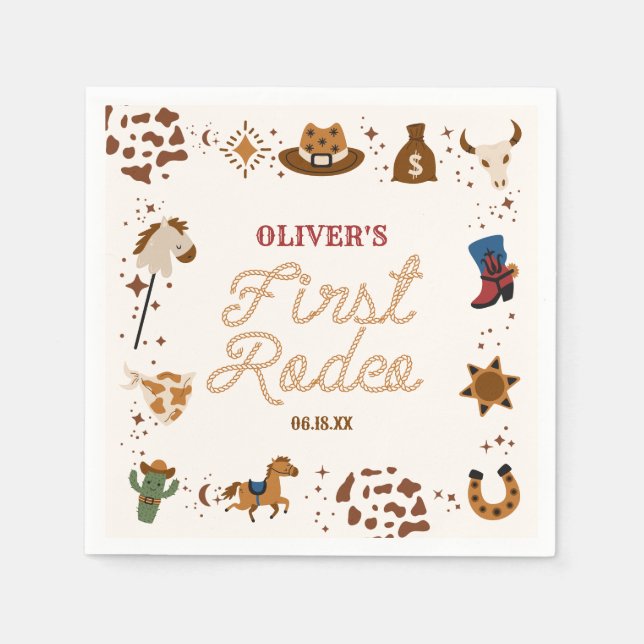 Guardanapo De Papel Meu Primeiro Partido de primeiro aniversario Rodei (Frente)