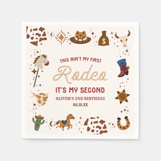 Guardanapo De Papel Meu Segundo Partido segundo aniversário Rodeo Ocid (Frente)