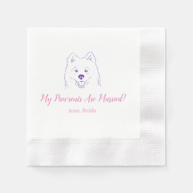 Guardanapo De Papel Meus Pawrents São Casados Samoyed Casamento Napkin (Frente)