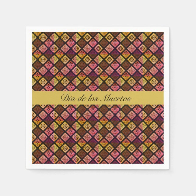Guardanapo De Papel Mexicano Dia de los Muertos personalizável (Frente)