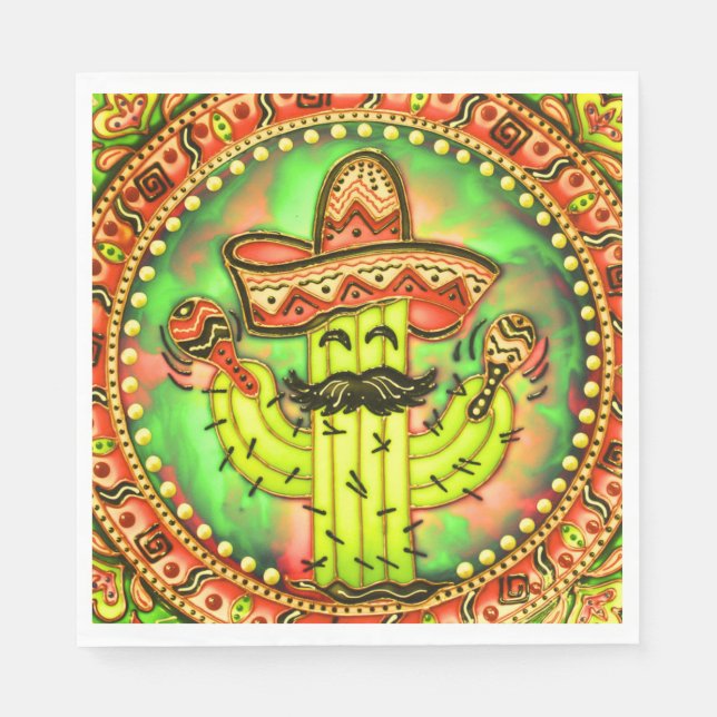 Guardanapo De Papel Mexicano Fiesta Cinco de Mayo Sombrero Hat Green (Frente)