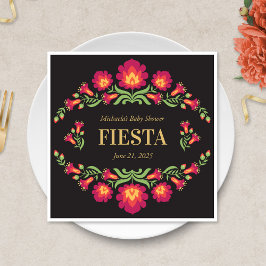 Guardanapo De Papel Mexicano Fiesta Paper Napkin, Red Floral