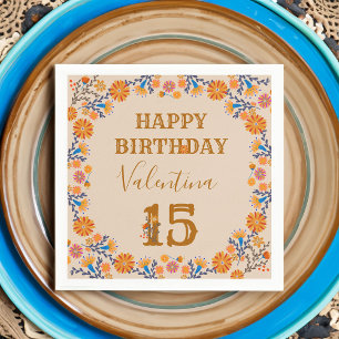 Guardanapo De Papel México Floral Ocidental Feliz Aniversário Editável