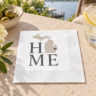 Guardanapo De Papel Michigan Casa Bege e Cinza Coração da Cidade Perso